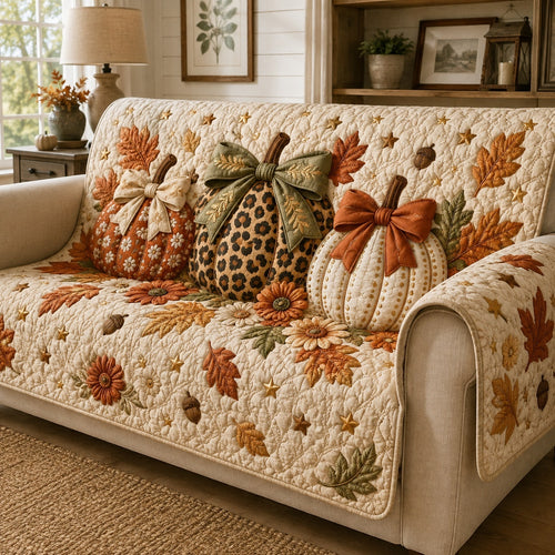 Fancy Pumpkins Quilted Sofa Cover NCU0VL3801