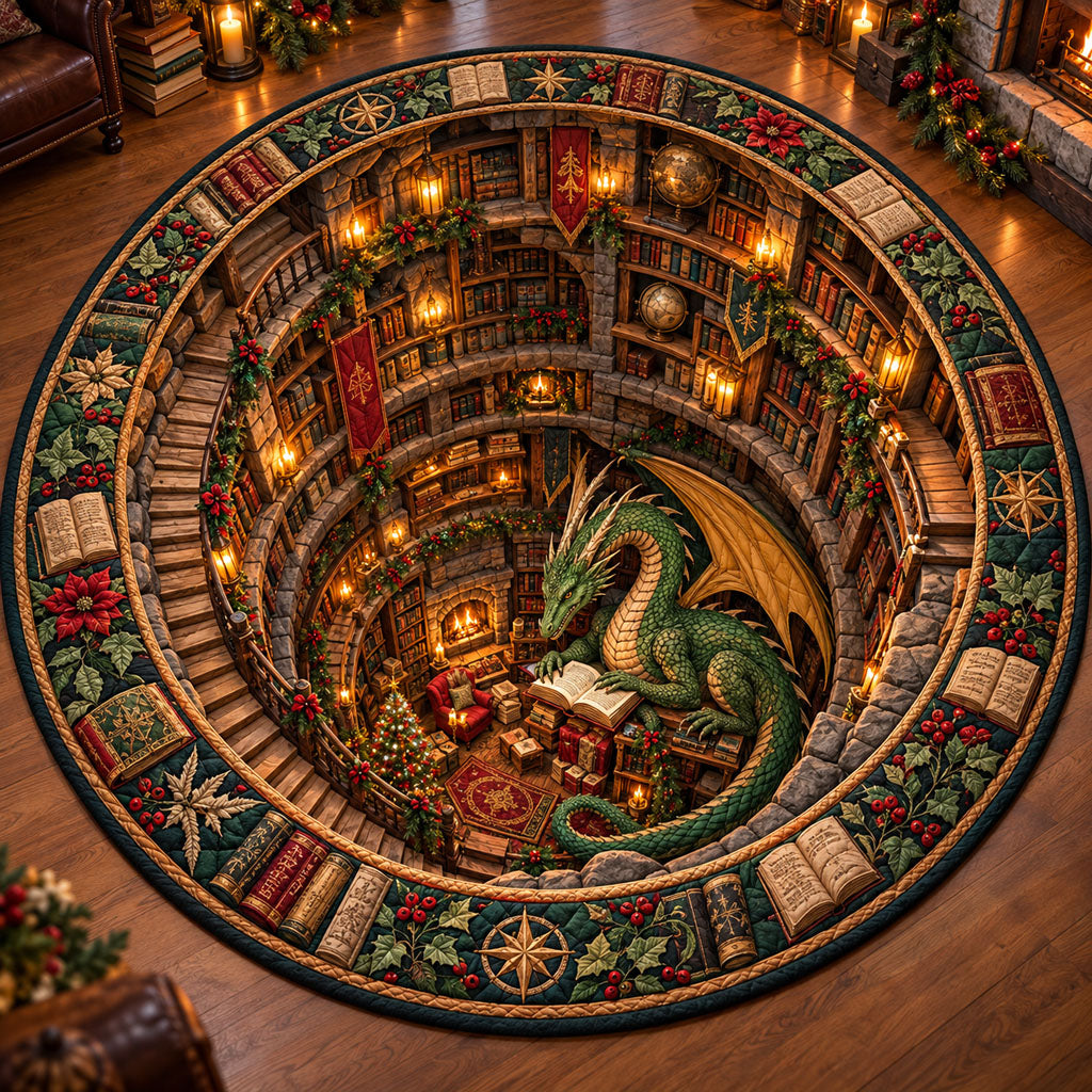 Fantasy Dragon Reading Pit Quilted Round Mat NCU0PT12172
