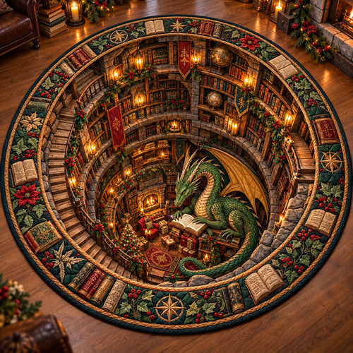 Fantasy Dragon Reading Pit Quilted Round Mat NCU0PT12172
