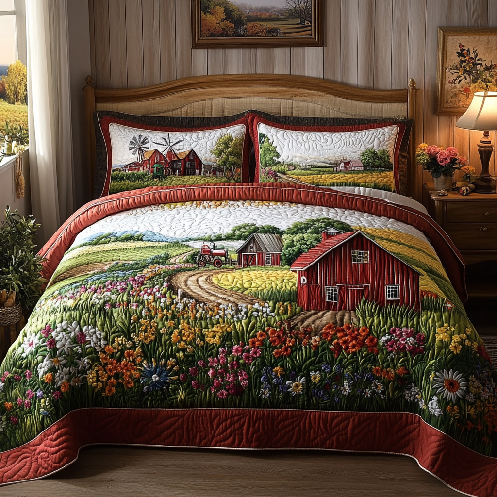 Farm Charm 3-Piece Quilted Bedding Set NCU0VH4055 – Vantique