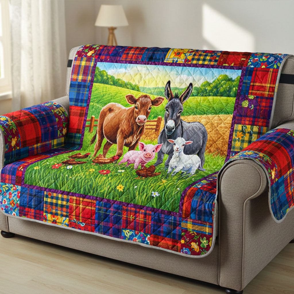 Farm Friends Quilted Sofa Cover NCU0NT11898