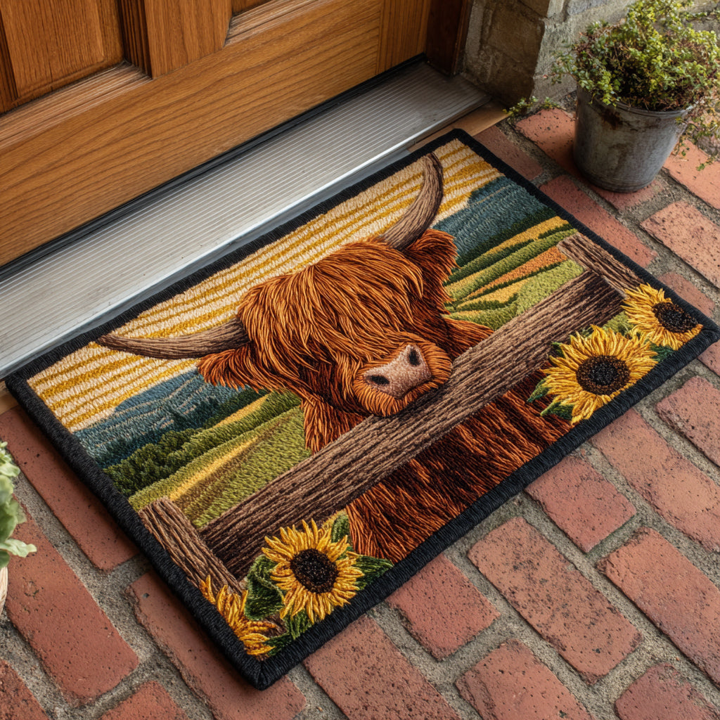 Farm Highland Cow Doormat NCU0HH925