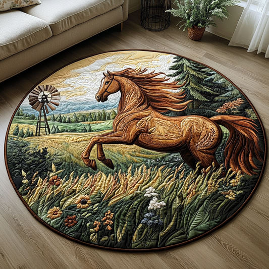Farm Horse Quilted Round Mat NCU0DV5265