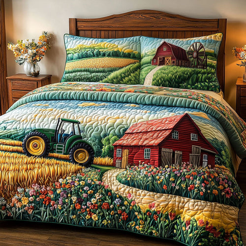 Farm Life Charm 3-Piece Quilted Bedding Set NCU0PT5651