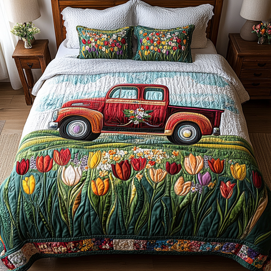Farm Road Flowers 3-Piece Quilted Bedding Set NCU0DK5768
