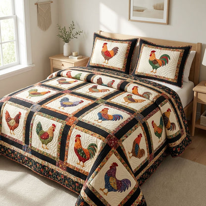 Farm Rooster 3-Piece Quilted Bedding Set NCU0DK12216