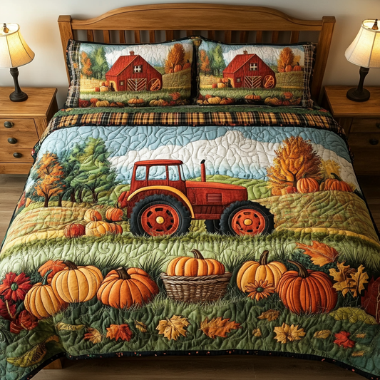 Farm Tractor 3-Piece Quilted Bedding Set NCU0DK9158