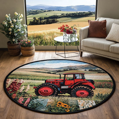 Farm on Wheels Quilted Round Mat NCU0PT6367