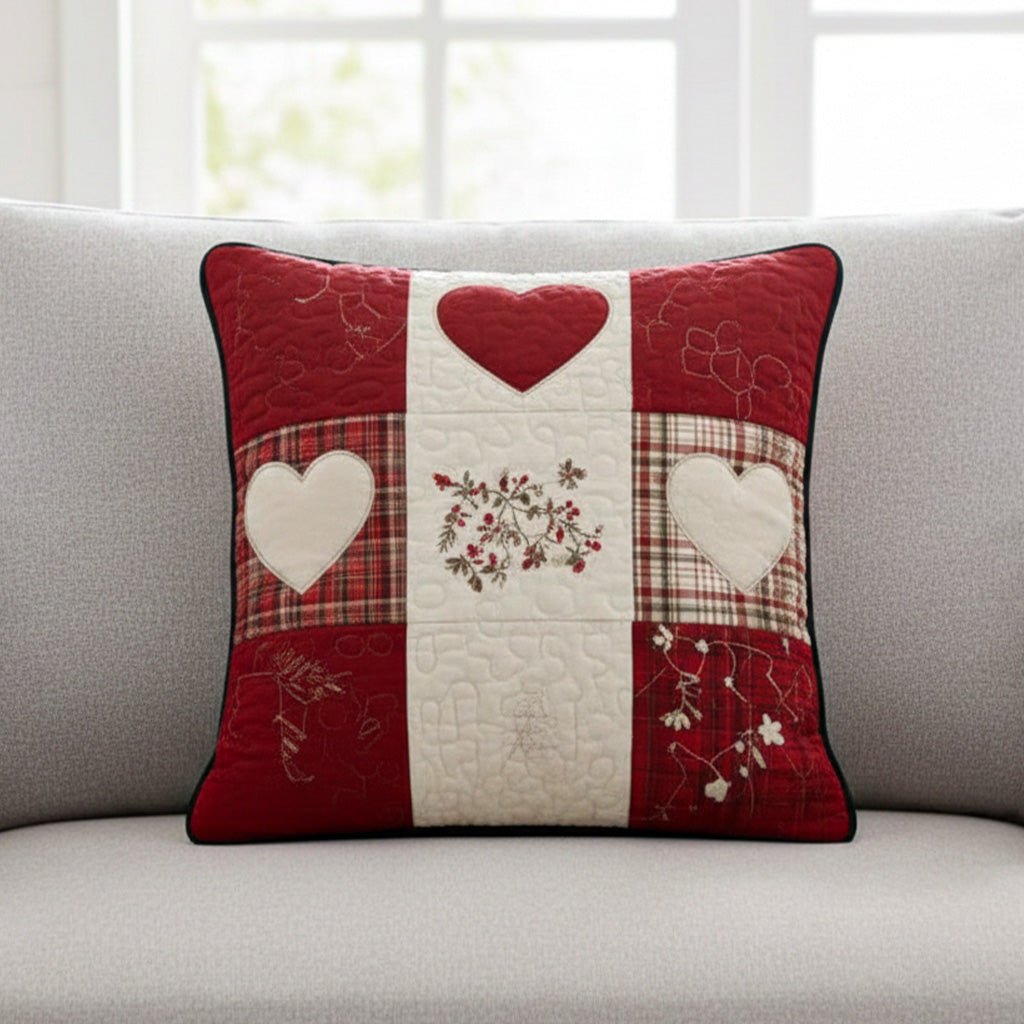 Farmhouse Hearts Quilted Pillow Case NCU0NT11954