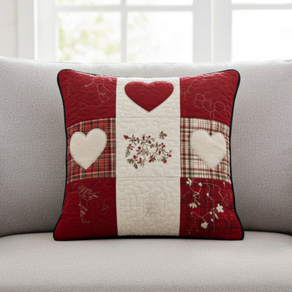 Farmhouse Hearts Quilted Pillow Case NCU0NT11954
