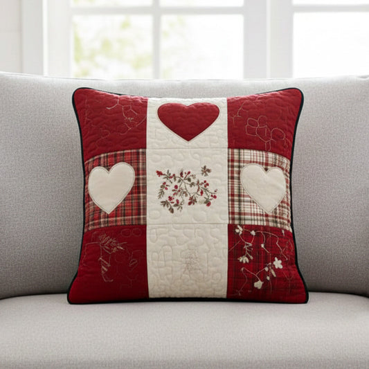 Farmhouse Hearts Quilted Pillow Case NCU0NT11954