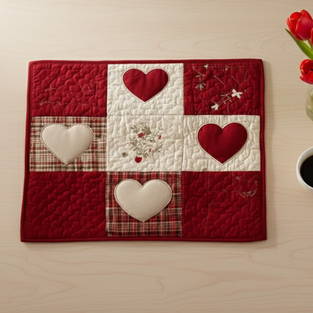 Farmhouse Hearts Quilted Placemat NCU0NT11954