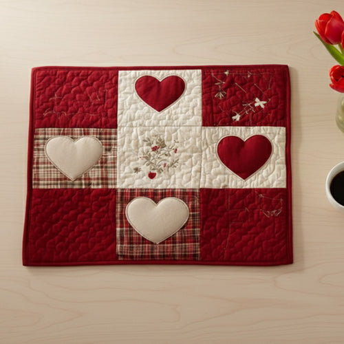Farmhouse Hearts Quilted Placemat NCU0NT11954