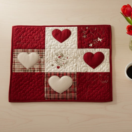 Farmhouse Hearts Quilted Placemat NCU0NT11954