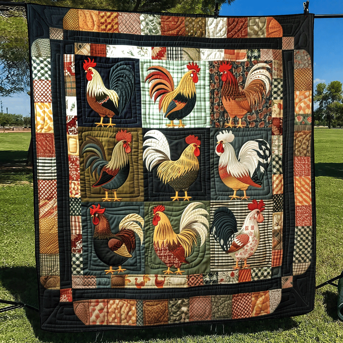 Farmhouse Patchwork Quilted Blanket NCU0TH971