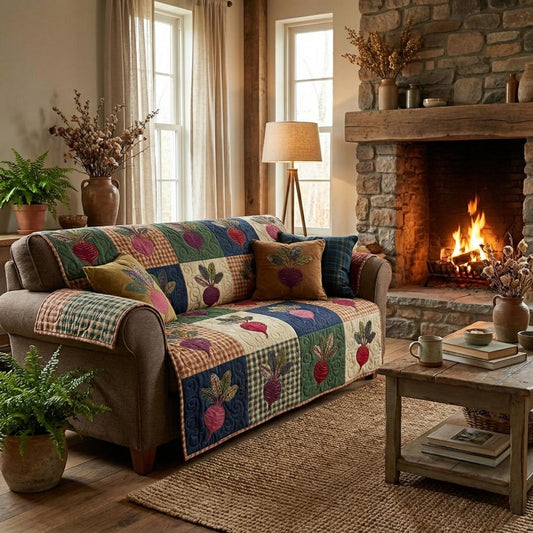 Farmhouse Beets Quilted Sofa Cover NCU0DV9322