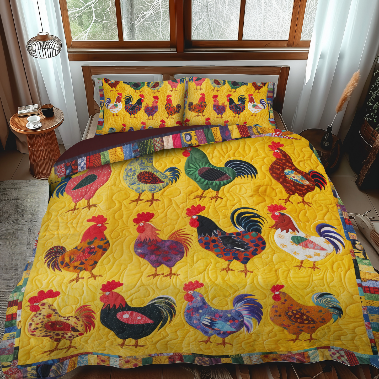 Farmhouse Feathers 3-Piece Quilted Bedding Set NCU0PT052