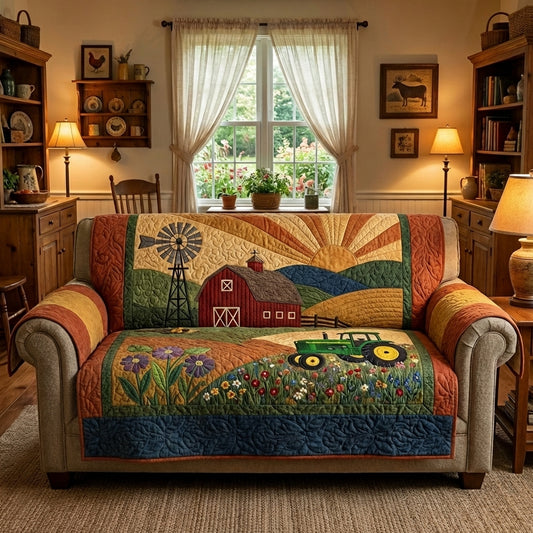 Farmhouse Fields Quilted Sofa Cover NCU0DV9540