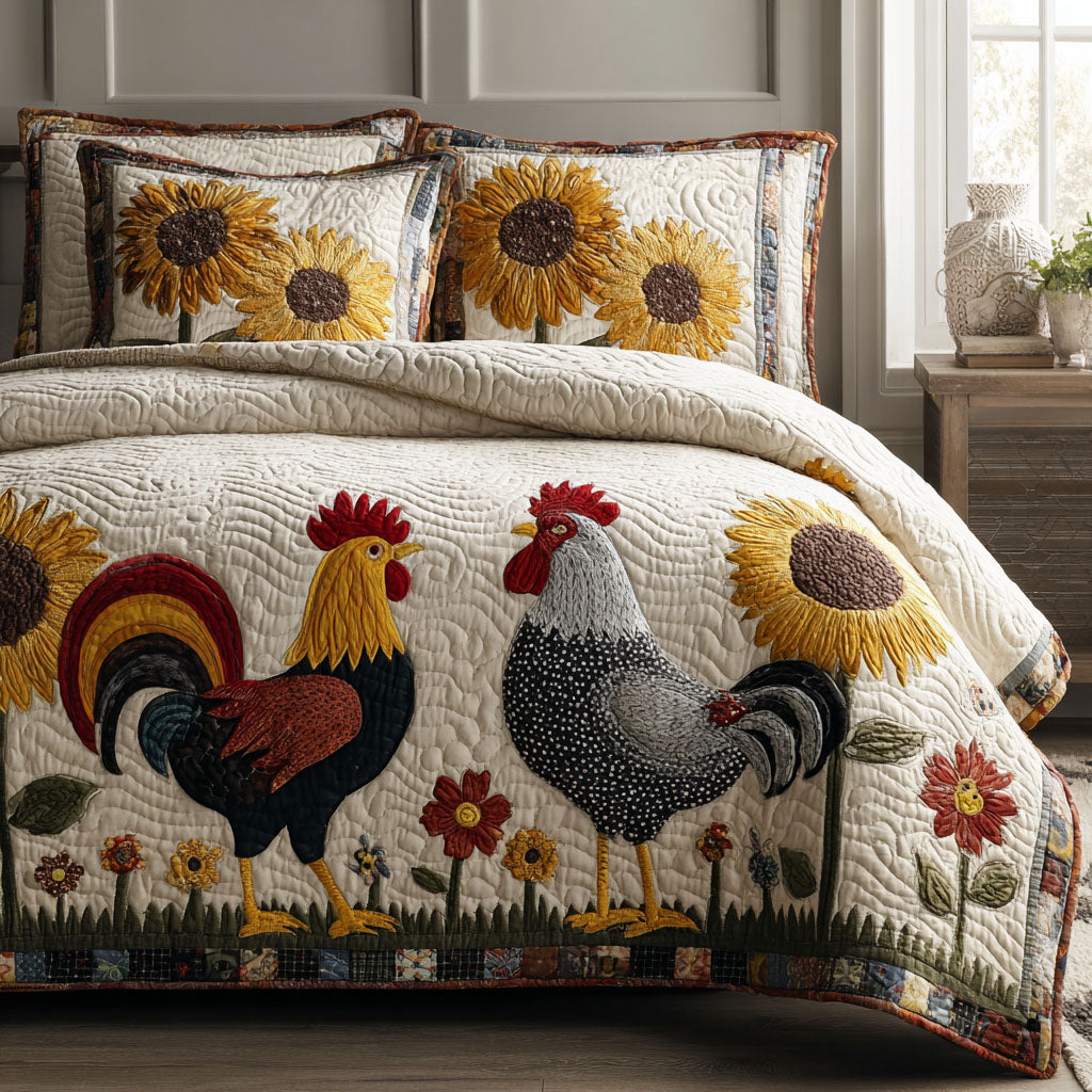 Farmhouse Flock 3-Piece Quilted Bedding Set NCU0DK12032