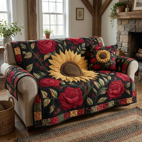 Farmhouse Flora Quilted Sofa Cover NCU0DK12234