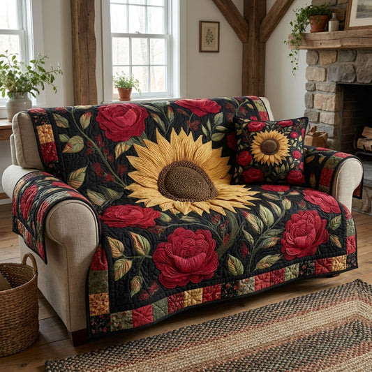 Farmhouse Flora Quilted Sofa Cover NCU0DK12234