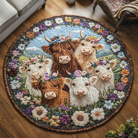 Farmhouse Floral Quilted Round Mat NCU0VH4385