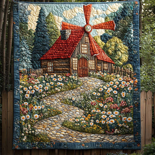Farmhouse Garden Scene Quilted Blanket NCU0XD354