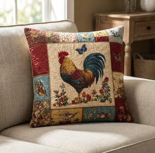 Farmhouse Hen Clutster Quilted Pillow Case NCU0XD2106