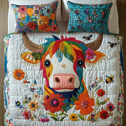 Farmhouse Highland Love 3-Piece Quilted Bedding Set NCU0NT8288