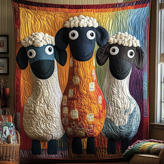 Farmhouse Laughter Sheeps Quilted Blanket NCU0DV5543