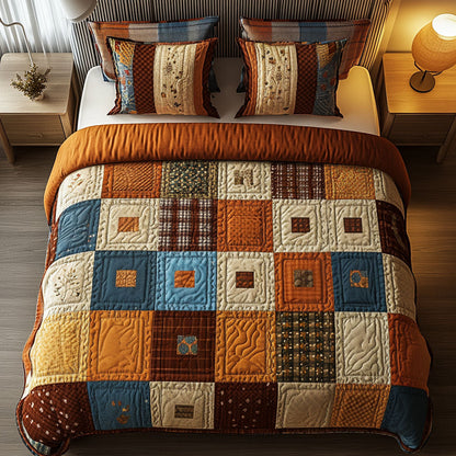 Farmhouse Patchwork 3-Piece Quilted Bedding Set NCU0NT4055