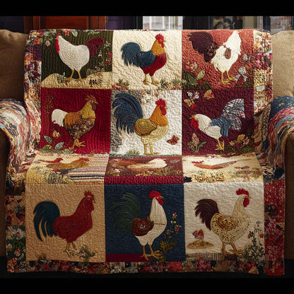 Farmhouse Rooster Blocks Quilted Sofa Cover NCU0XD2117