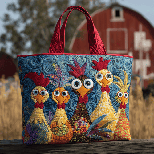 Farmhouse Roosters Quilted Tote Bag NCU0TH2834