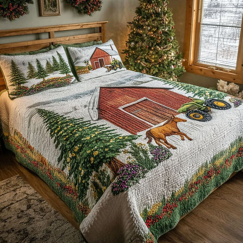 Farmhouse Snow 3-Piece Quilted Bedding Set NCU0PT10864