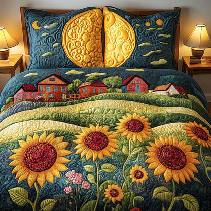 Farmhouse Sunflower Dream 3-Piece Quilted Bedding Set NCU0NT4380