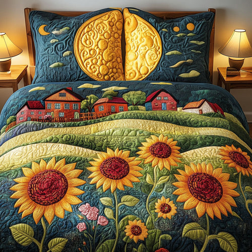 Farmhouse Sunflower Dream 3-Piece Quilted Bedding Set NCU0NT4380
