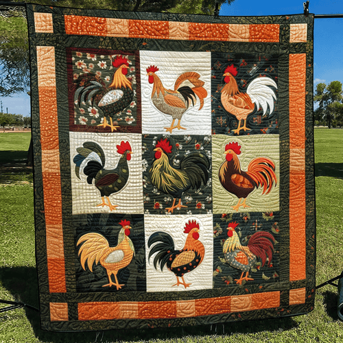 Farmstead Fowl Quilted Blanket NCU0TH972