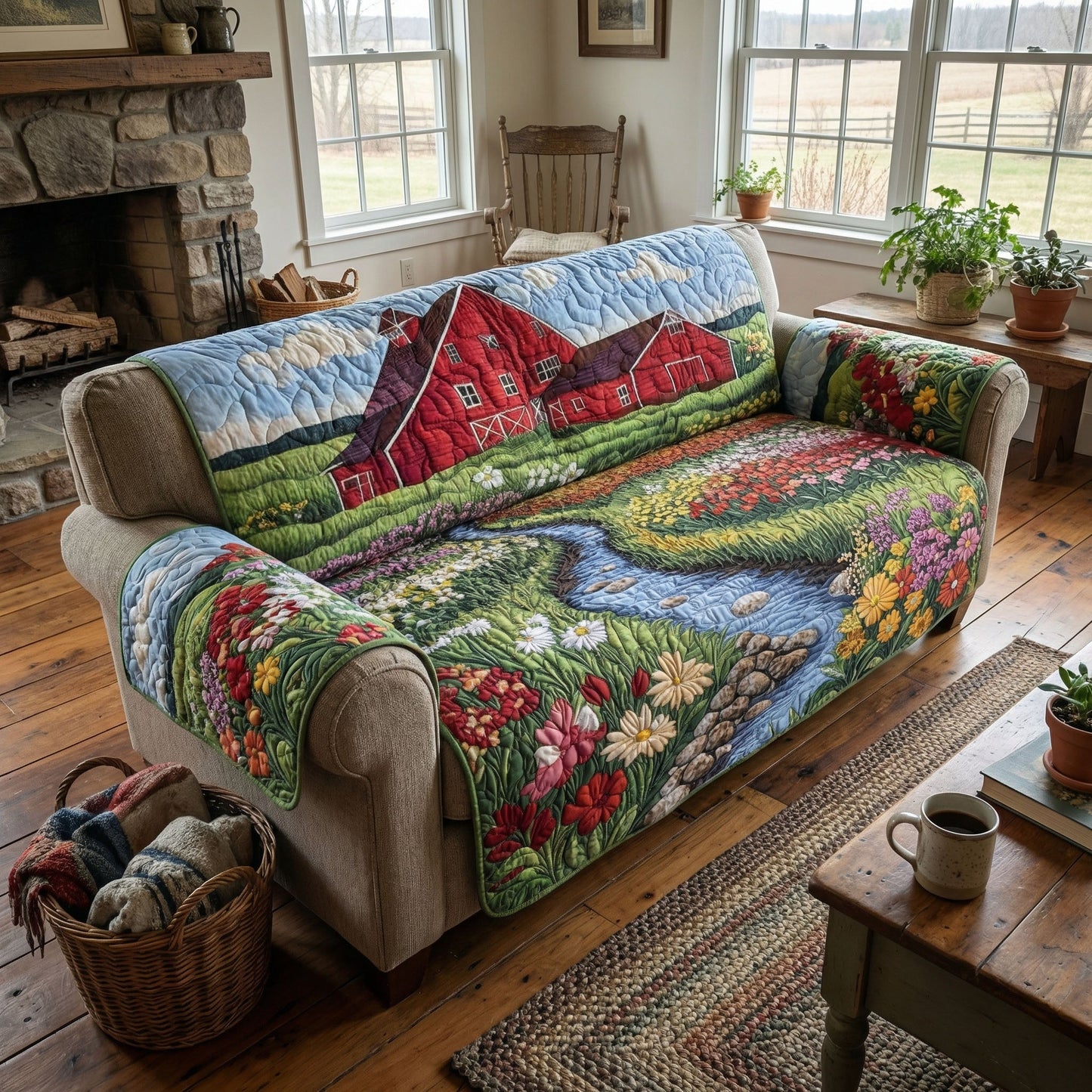 Farmstead Forever Quilted Sofa Cover NCU0PT11398