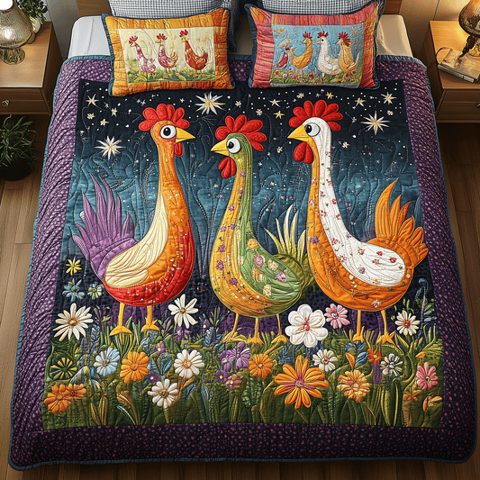 Farmyard Blossom 3-Piece Quilted Bedding Set NCU0TH2230