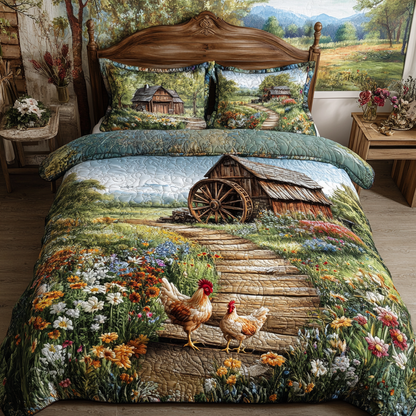 Farmyard Charm 3-Piece Quilted Bedding Set NCU0DK7156