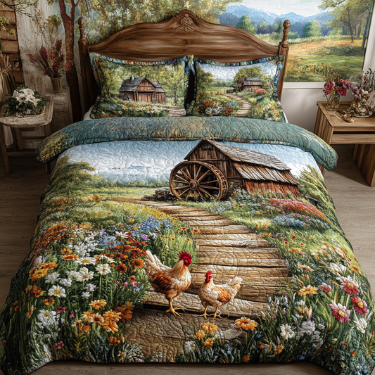 Farmyard Charm 3-Piece Quilted Bedding Set NCU0DK7156