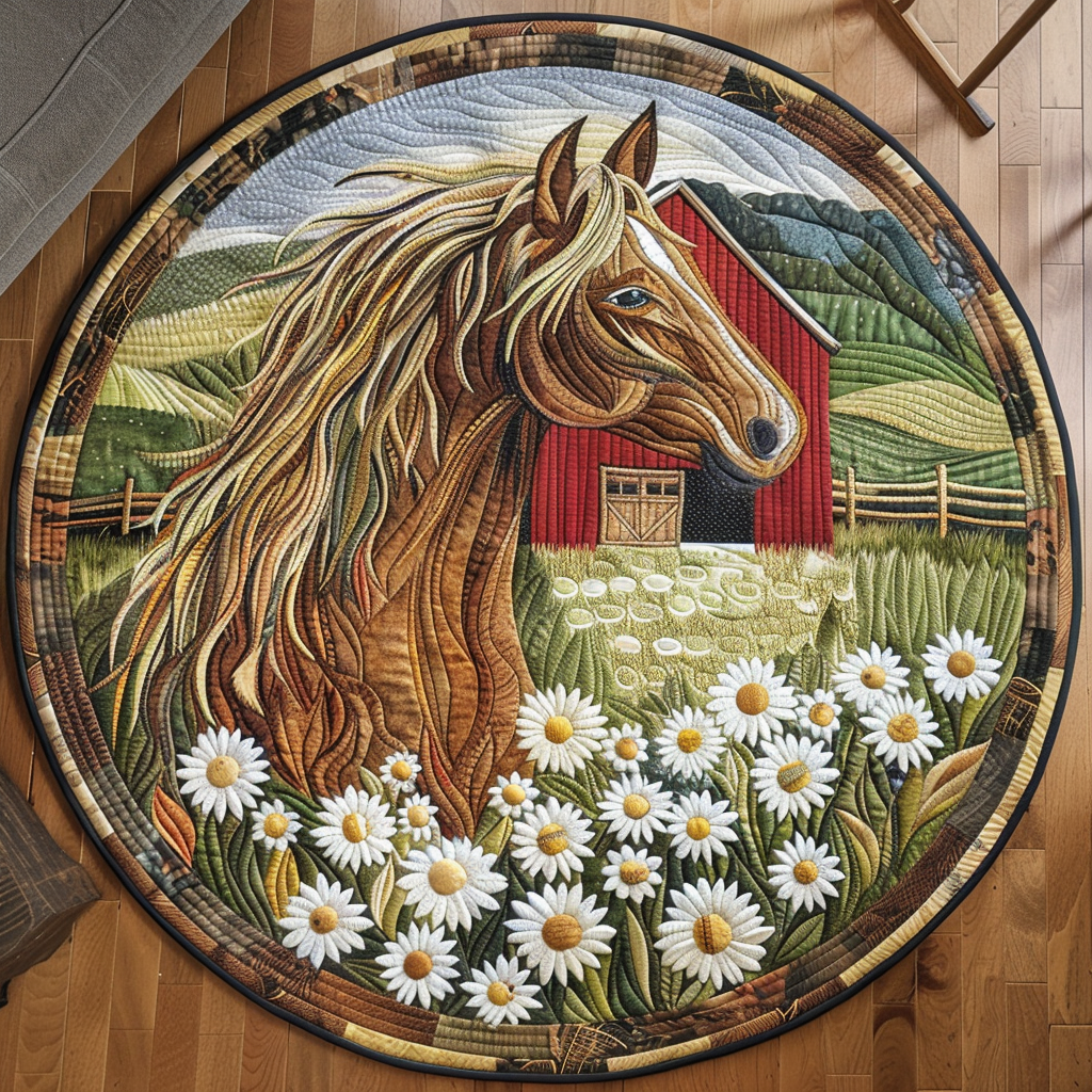 Farmyard Horse Quilted Round Mat NCU0DV5260