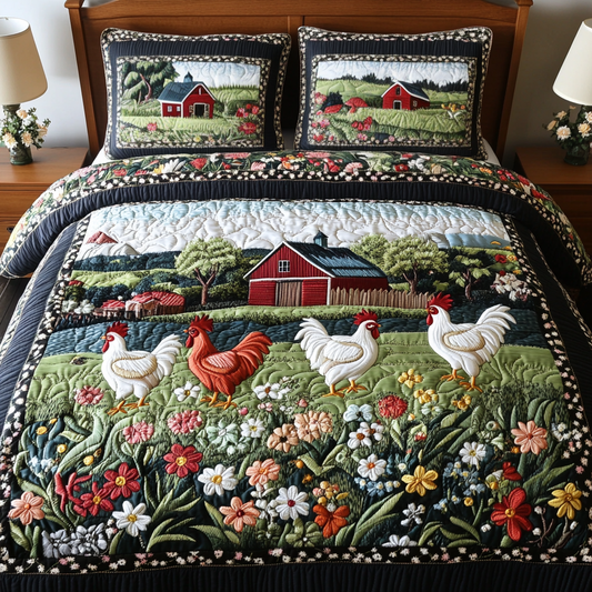 Farmyard Joy 3-Piece Quilted Bedding Set NCU0VH3965