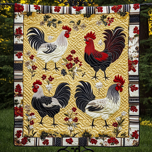 Farmyard Rooster Charm Quilted Blanket NCU0NT4121