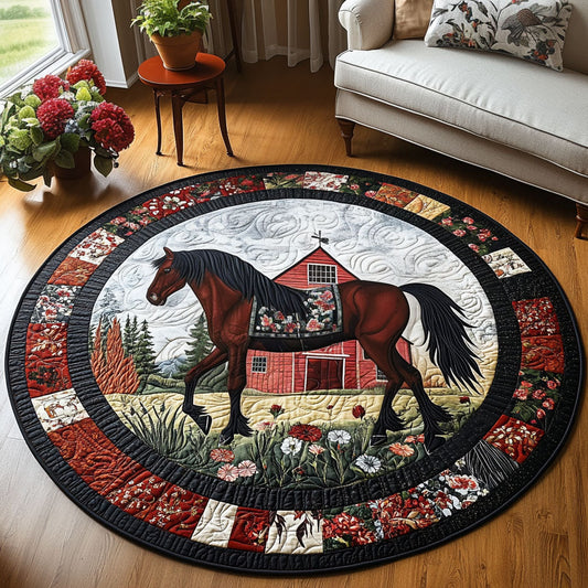 Farmyard Stallion Quilted Round Mat NCU0PT6617