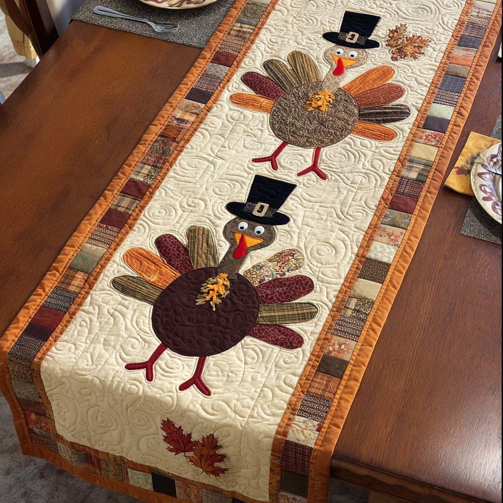 Feast Turkey Quilted Table Runner NCU0NT10440