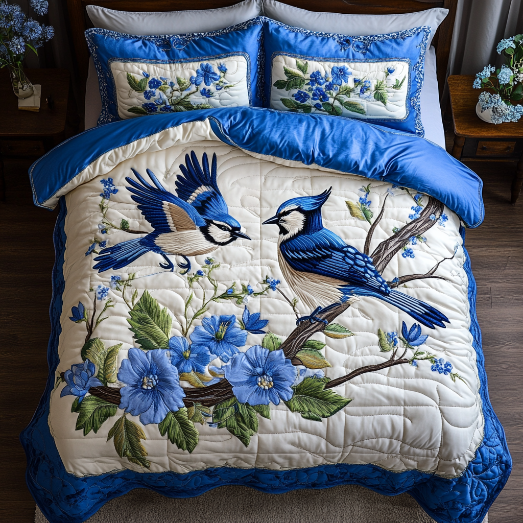 Feather Bloom 3-Piece Quilted Bedding Set NCU0VH4266