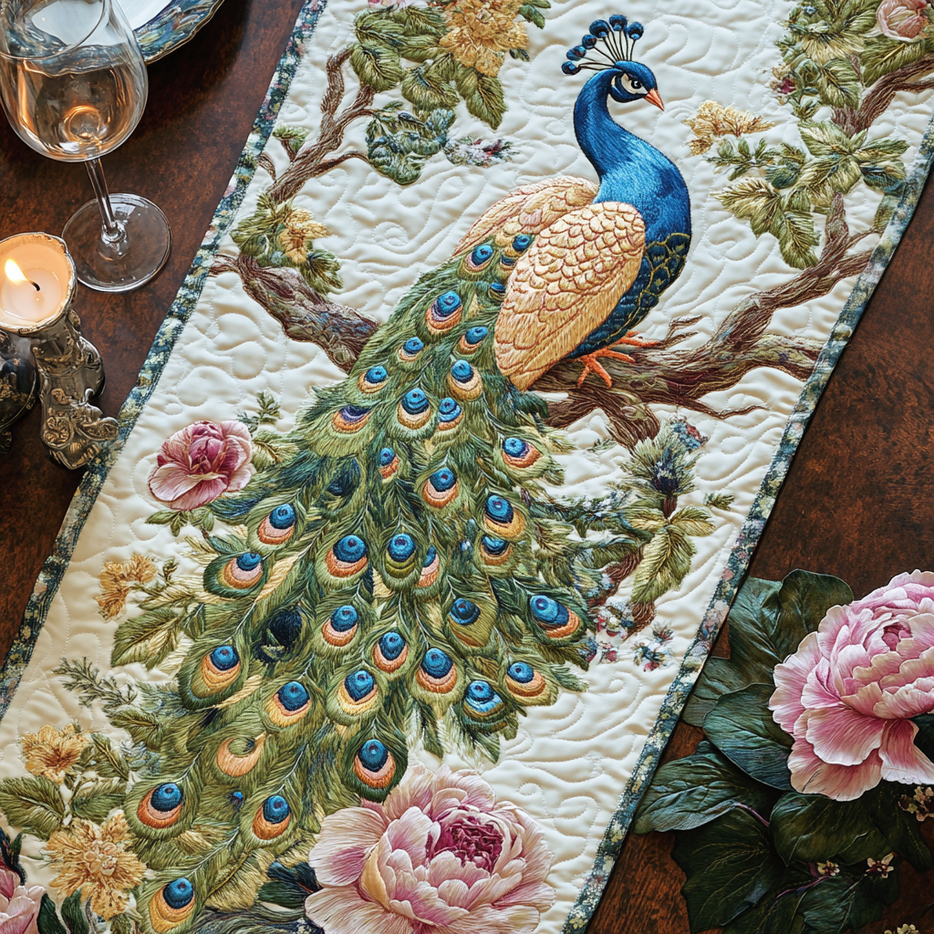 Feather Bloom Quilted Table Runner NCU0VH4831