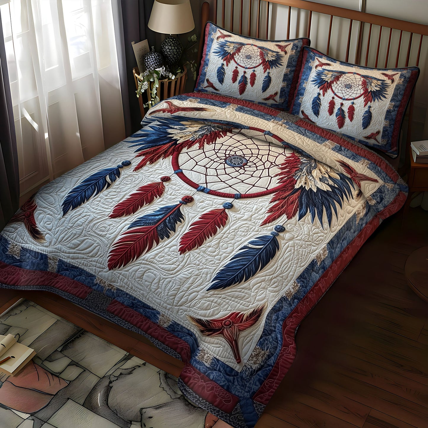 Feather Dance 3-Piece Quilted Bedding Set NCU0PT7381