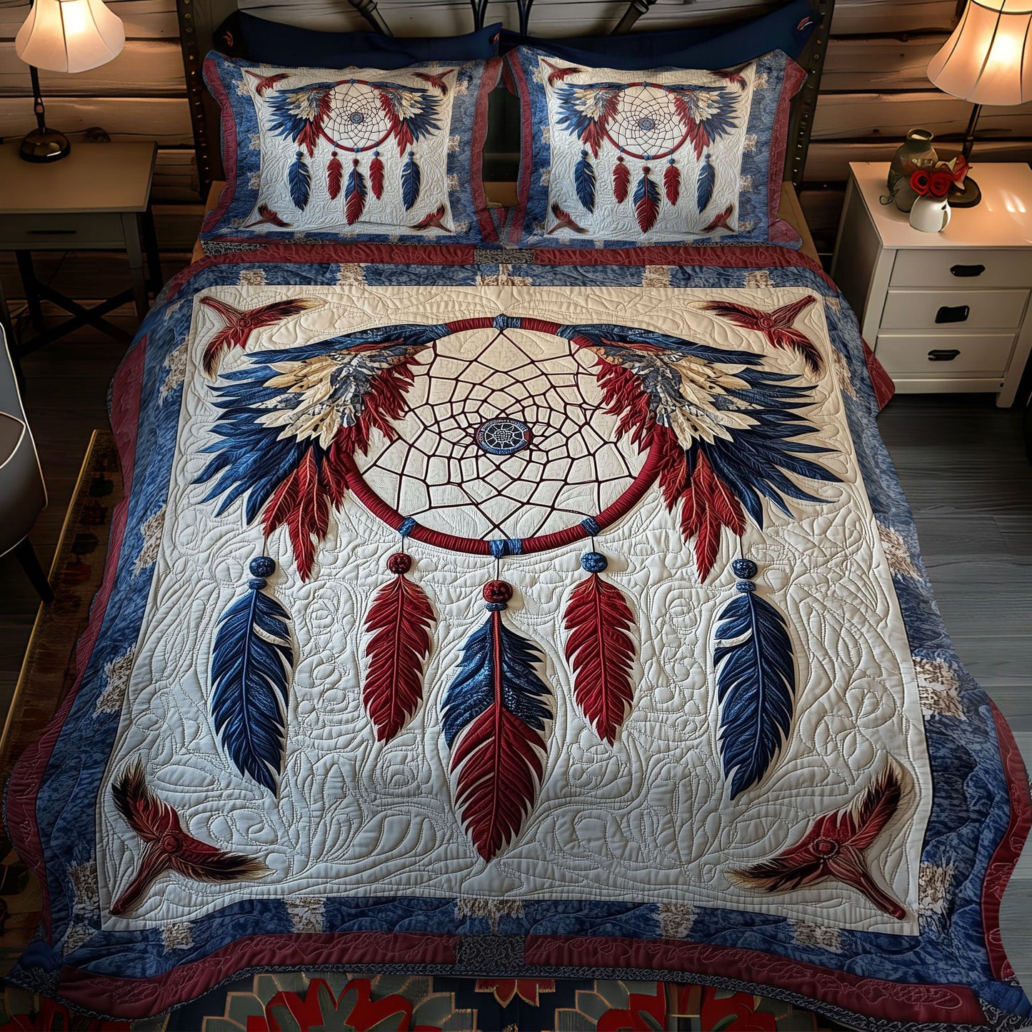 Feather Dance 3-Piece Quilted Bedding Set NCU0PT7381